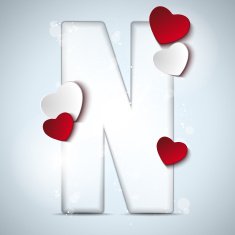 Alphabet Letters With Red Heart Valentine Day N34