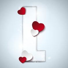 Alphabet Letters With Red Heart Valentine Day N36