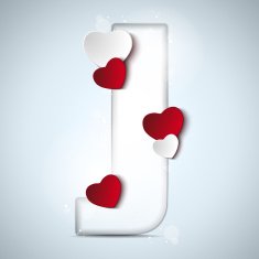 Alphabet Letters With Red Heart Valentine Day N37