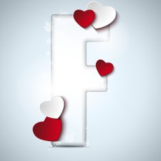 Alphabet Letters With Red Heart Valentine Day N40