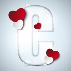 Alphabet Letters With Red Heart Valentine Day N41