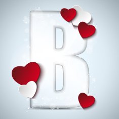 Alphabet Letters With Red Heart Valentine Day N42