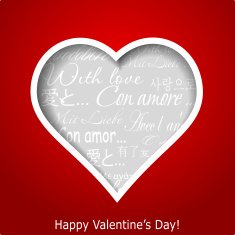 Abstract heart cutted from red paper background Valentines day