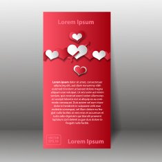 Valentine's Day Card Banner Red and White Heart Icon Vector