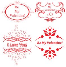 set of red frames for romantic design
