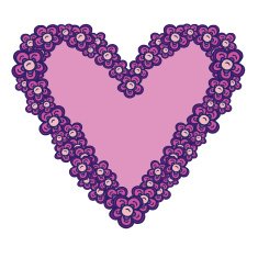 Purple Daisy Flower Heart Frames filled With Pink On white