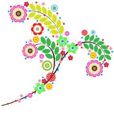 Flowers vector traditional branch of floral blooming N5