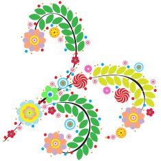 Flowers vector traditional branch of floral blooming N6