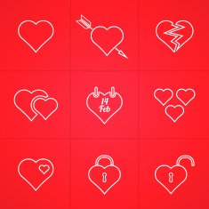 valentine's day set of outline icons