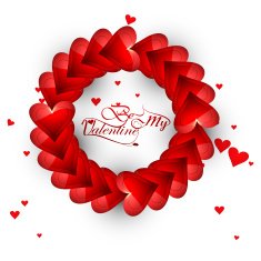 Beautiful hearts for be my valentine's day typography text