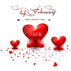 Beautiful hearts for happy valentine's day stylish text design vector