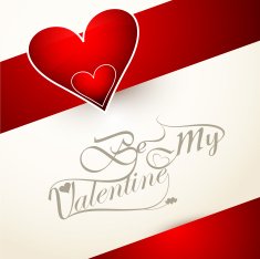Beautiful heart be my valentine's day card calligraphy font