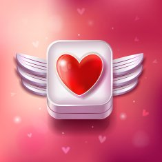 Heart Valentines day icon with sparkle pink background
