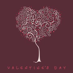 stylized tree valentine's day card