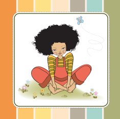 romantic girl sitting barefoot in the grass N5