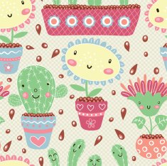 Seamless pattern with funny flowers N3