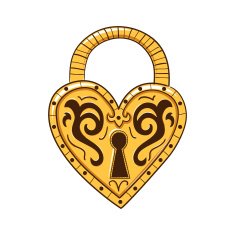 Heart lock isolated on white