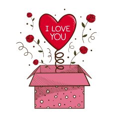 Present box with heart N2