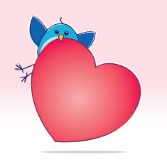 Cute Bluebird carrying a Big Red Heart N2
