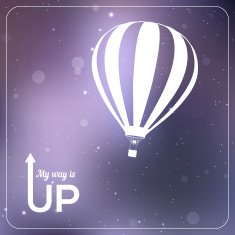 My way is UP - hot air balloon vector illustration