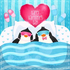 Valentines card with cute cartoon penguine N5