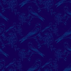 Seamless spring cherry pattern with birds N2
