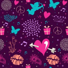 Valentine`s day vintage seamless pattern design