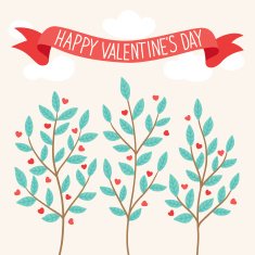 Valentine greeting card with trees
