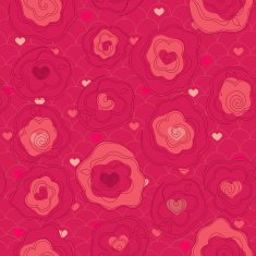 Floral seamless pattern with hearts and roses