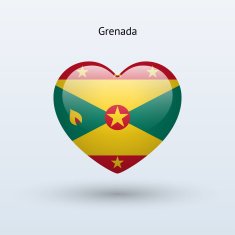 Love Grenada symbol Heart flag icon N2