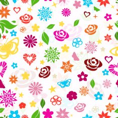 Seamless pattern of multicolored flowers