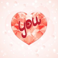 vector heart with diamond mosaic abstract design for Valentines