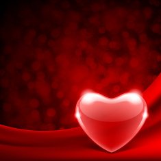 Heart on silk with light Valentine's day
