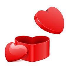 Open gift heart Valentine's day