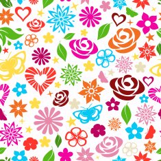 Seamless pattern of multicolored flowers N2