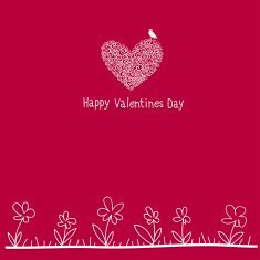 Card Happy Valentine's Day Bird hearts flowers