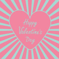 Pink heart with sunburst Happy Valentines Day card