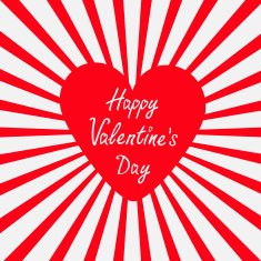Red heart with sunburst Happy Valentines Day card