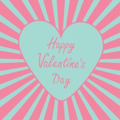 Blue heart with sunburst Happy Valentines Day card