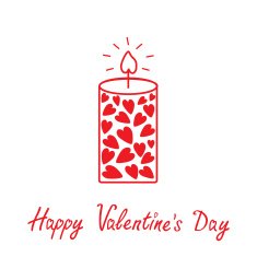 Love candle with hearts Happy Valentines Day card