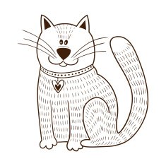 Cute character Cat with heart on collar N3