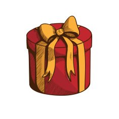 Present box with ribbon and bow N16