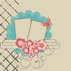 Floral scrapbook card with butterfly vector illustration