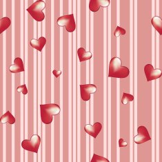 Hearts on a striped background For Valentine's Day