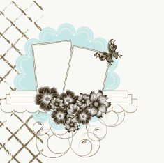 Floral scrapbook card with butterfly vector illustration N2