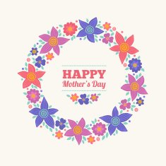 Happy Mother's Day card with floral wreath