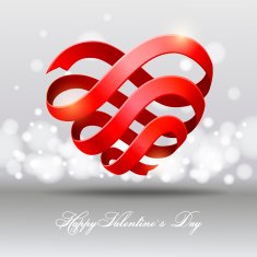 Heart from red ribbon Valentine's Day