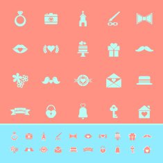 Wedding color icons on orange background N2