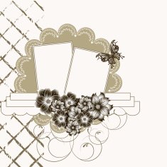 Floral scrapbook card with butterfly vector illustration N3