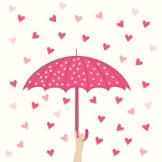 seamless pattern with umbrella and hearts rain N2